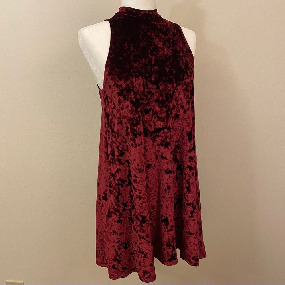 Crushed Velvet Burgundy Red Tank Dress